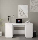 VidaXL Bureau 140x50x75 cm massief grenenhout wit