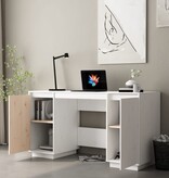 VidaXL Bureau 140x50x75 cm massief grenenhout wit