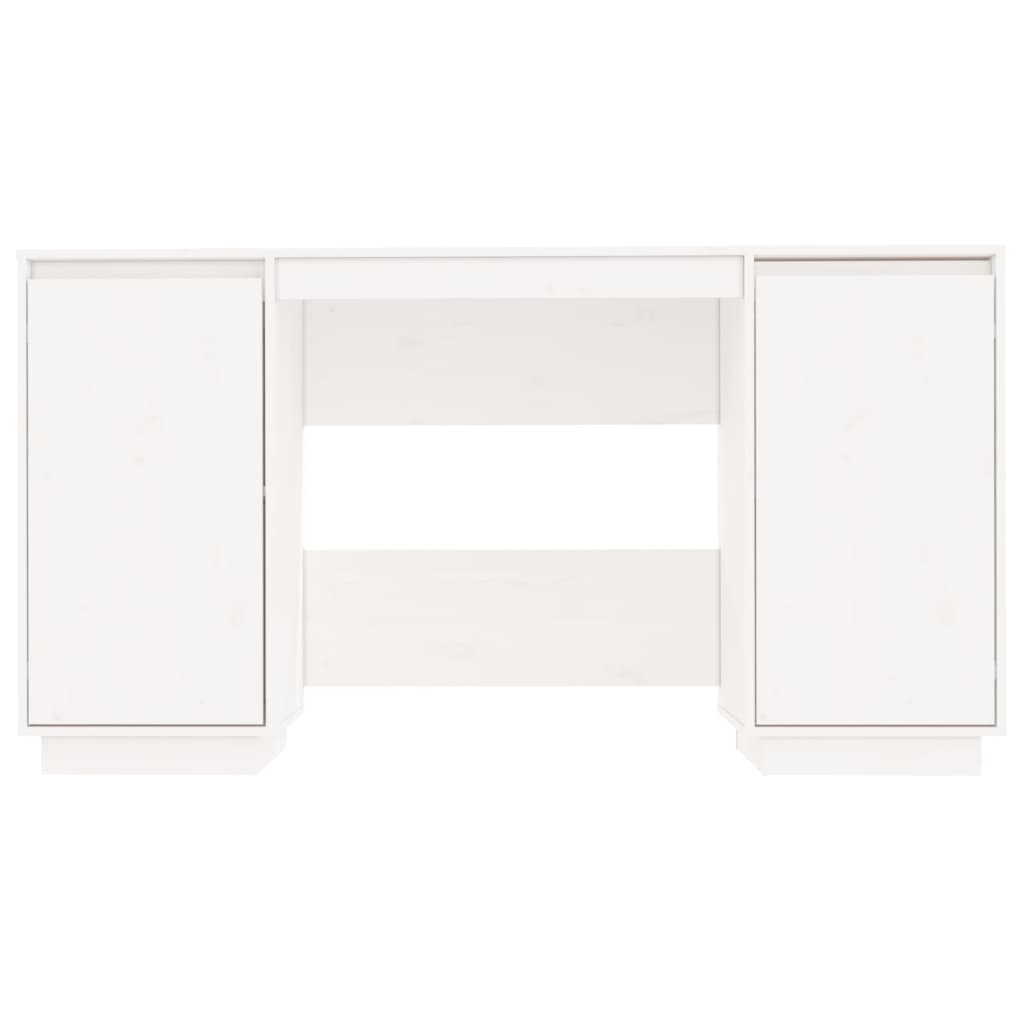 VidaXL Bureau 140x50x75 cm massief grenenhout wit