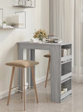 VidaXL Bartafel met opbergrek 102x50x103,5 cm spaanplaat grijs sonoma