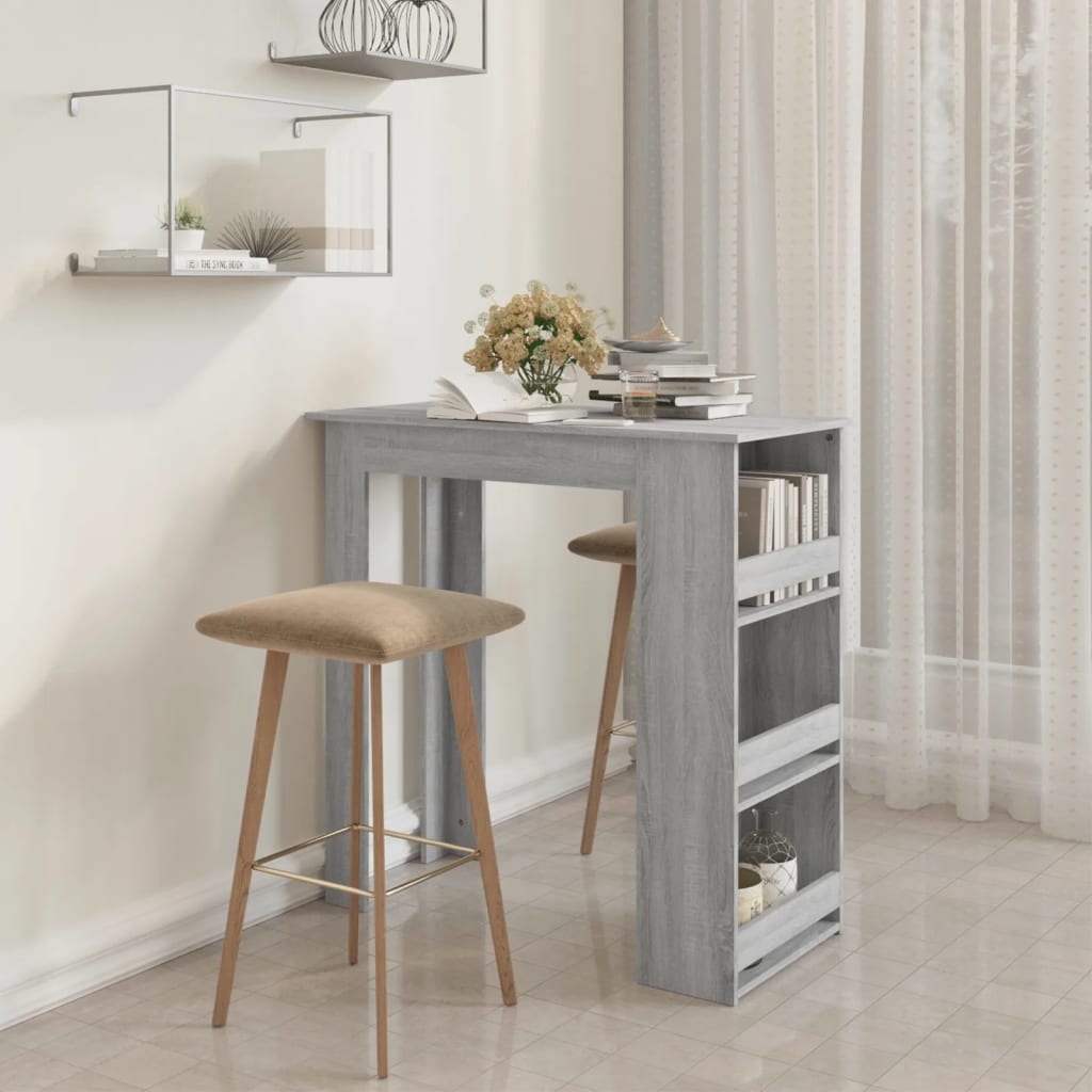 VidaXL Bartafel met opbergrek 102x50x103,5 cm spaanplaat grijs sonoma