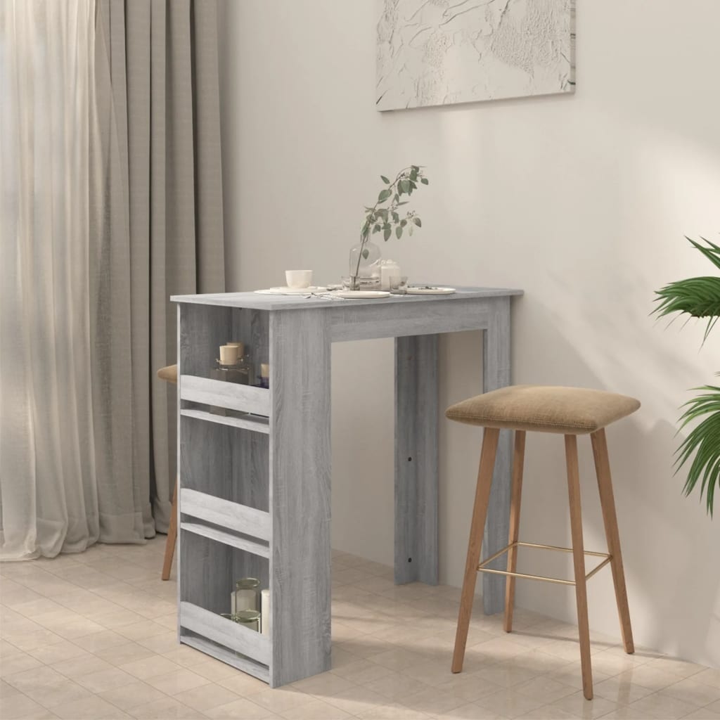 VidaXL Bartafel met opbergrek 102x50x103,5 cm spaanplaat grijs sonoma