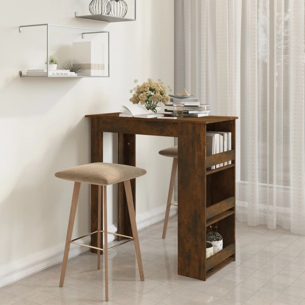 VidaXL Bartafel met opbergrek 102x50x103,5cm spaanplaat gerookt eiken