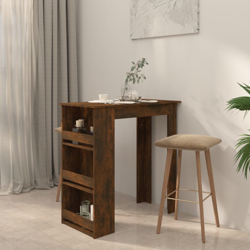 VidaXL Bartafel met opbergrek 102x50x103,5cm spaanplaat gerookt eiken