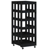 VidaXL Houtblokhouder met wielen 40x49x110 cm massief grenenhout zwart