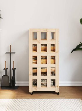 VidaXL Houtblokhouder met wielen 40x49x110 cm massief grenenhout