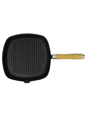 vidaXL Grillpan met houten handvat gietijzer 20x20 cm