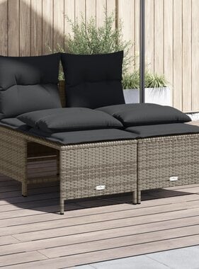 vidaXL 4-delige Loungeset met kussens poly rattan grijs