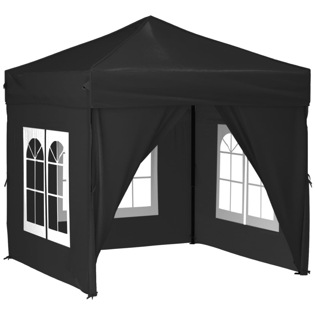 VidaXL Partytent inklapbaar met zijwanden 2x2 m zwart
