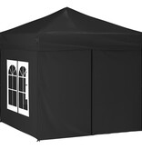 VidaXL Partytent inklapbaar met zijwanden 2x2 m zwart