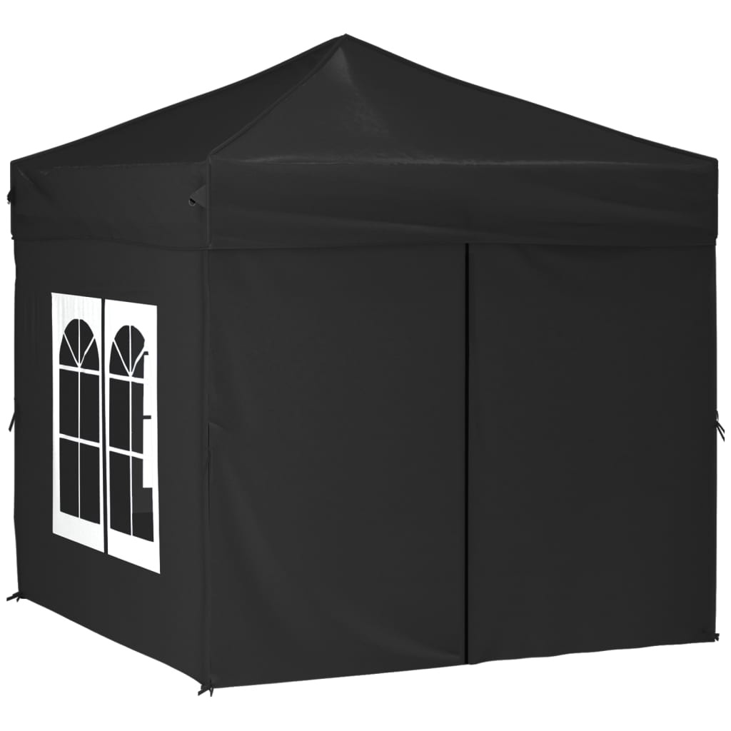 VidaXL Partytent inklapbaar met zijwanden 2x2 m zwart