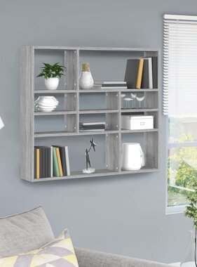VidaXL Wandschap 90x16x78 cm bewerkt hout grijs sonoma eikenkleurig