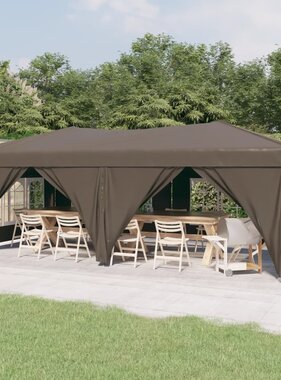 VidaXL Partytent inklapbaar met zijwanden 3x6 m taupe
