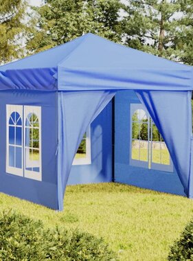 VidaXL Partytent inklapbaar met zijwanden 2x2 m blauw