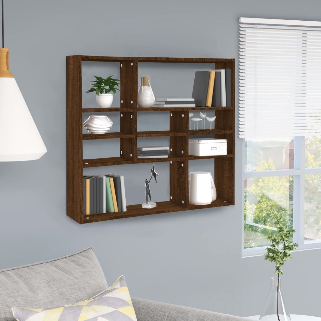 VidaXL Wandschap 90x16x78 cm bewerkt hout bruineikenkleurig