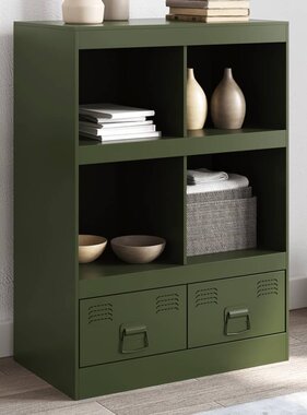 VidaXL Dressoir 67x39x95 cm staal olijfgroen