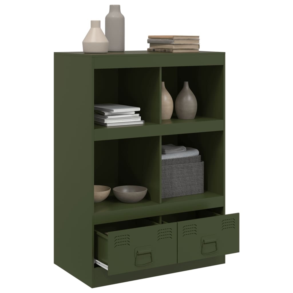 VidaXL Dressoir 67x39x95 cm staal olijfgroen