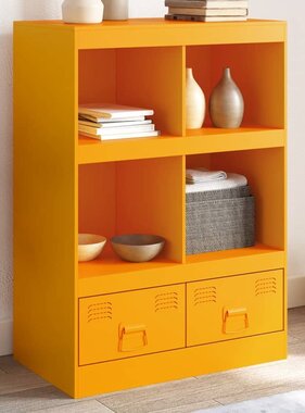 VidaXL Hoge kast 67x39x95 cm staal mosterdgeel