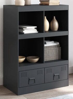 VidaXL Hoge kast 67x39x95 cm staal antracietkleurig