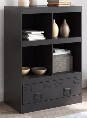 VidaXL Hoge kast 67x39x95 cm staal zwart