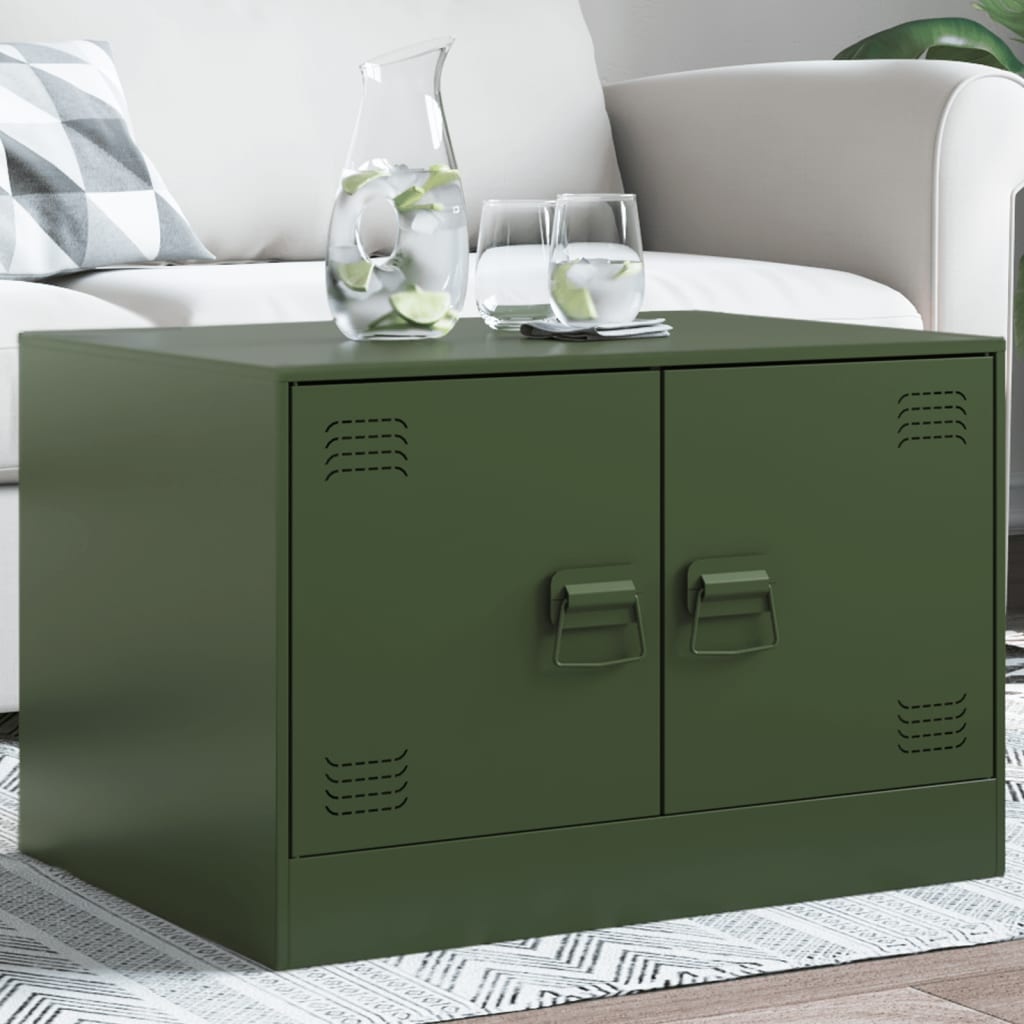 VidaXL Salontafel 67x50x44 cm staal olijfgroen