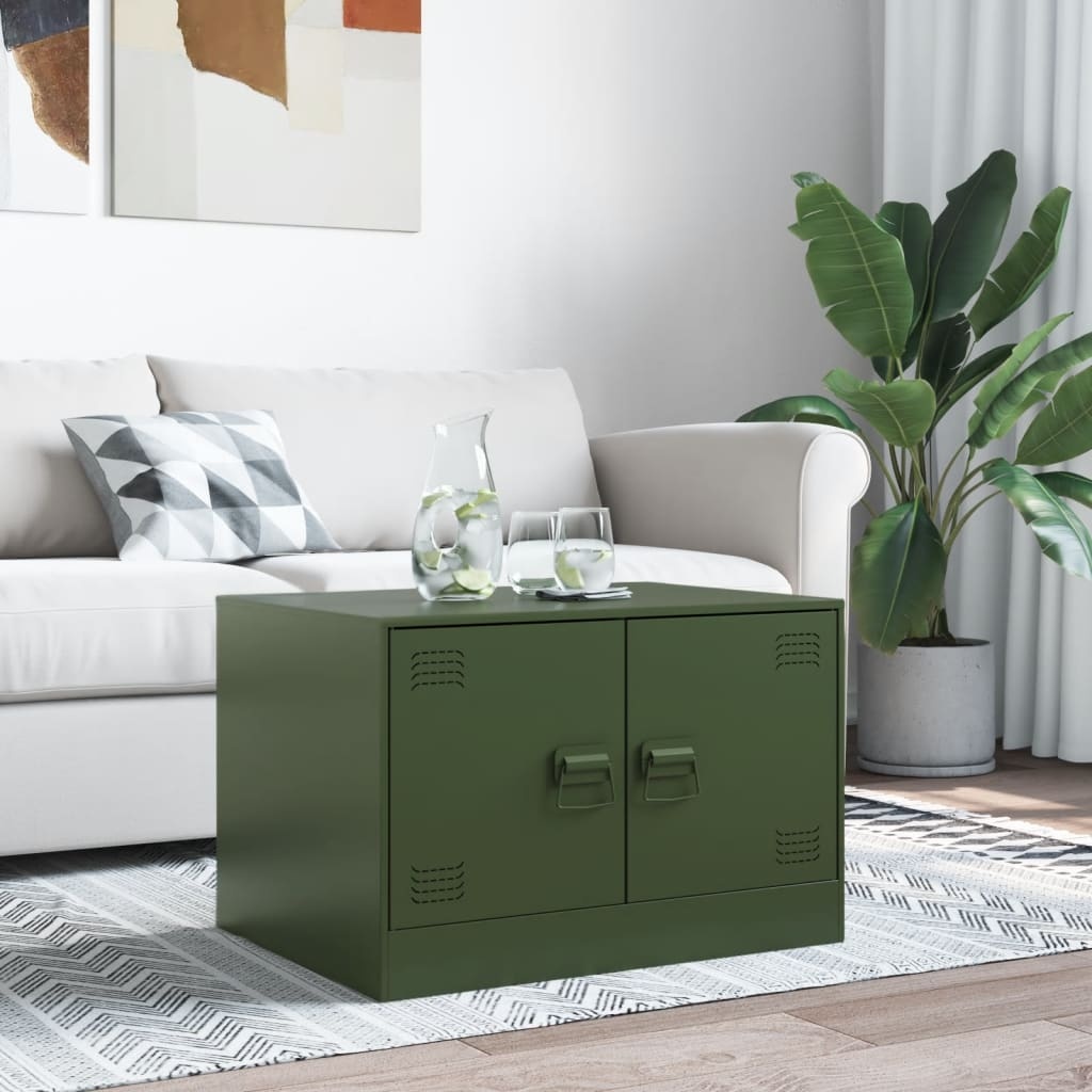 VidaXL Salontafel 67x50x44 cm staal olijfgroen