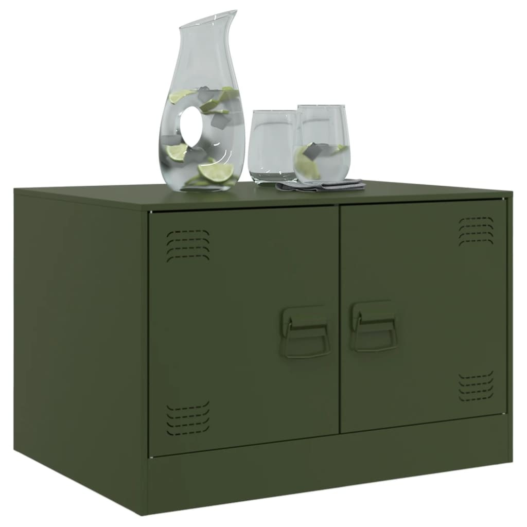 VidaXL Salontafel 67x50x44 cm staal olijfgroen