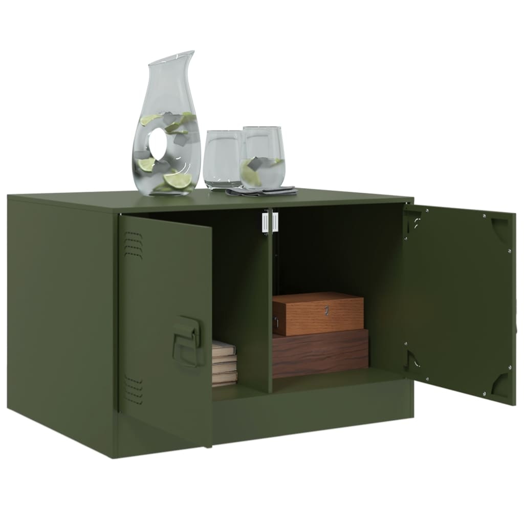 VidaXL Salontafel 67x50x44 cm staal olijfgroen