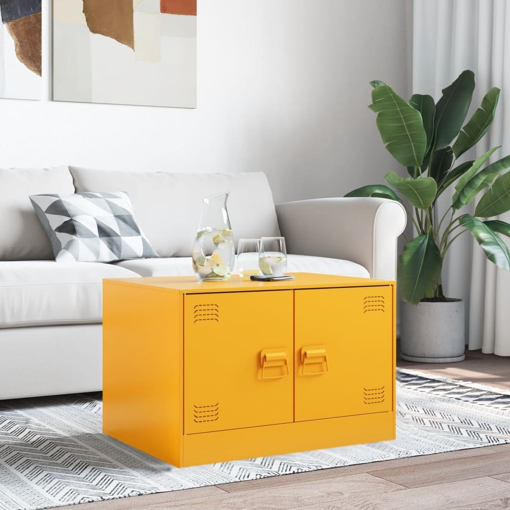 VidaXL Salontafel 67x50x44 cm staal geel