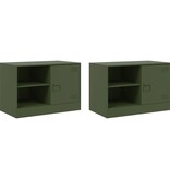 VidaXL Nachtkastjes 2 st 67x39x44 cm staal olijfgroen