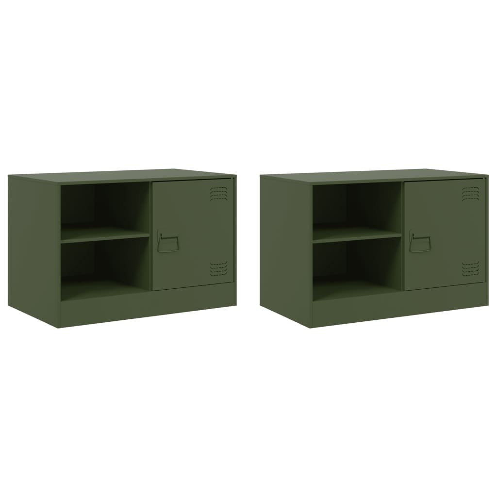 VidaXL Nachtkastjes 2 st 67x39x44 cm staal olijfgroen