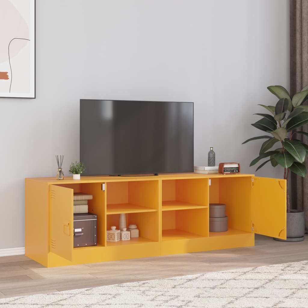 VidaXL Tv-meubelen 2 st 67x39x44 cm staal mosterdgeel