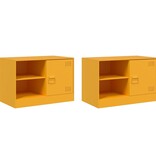 VidaXL Tv-meubelen 2 st 67x39x44 cm staal mosterdgeel
