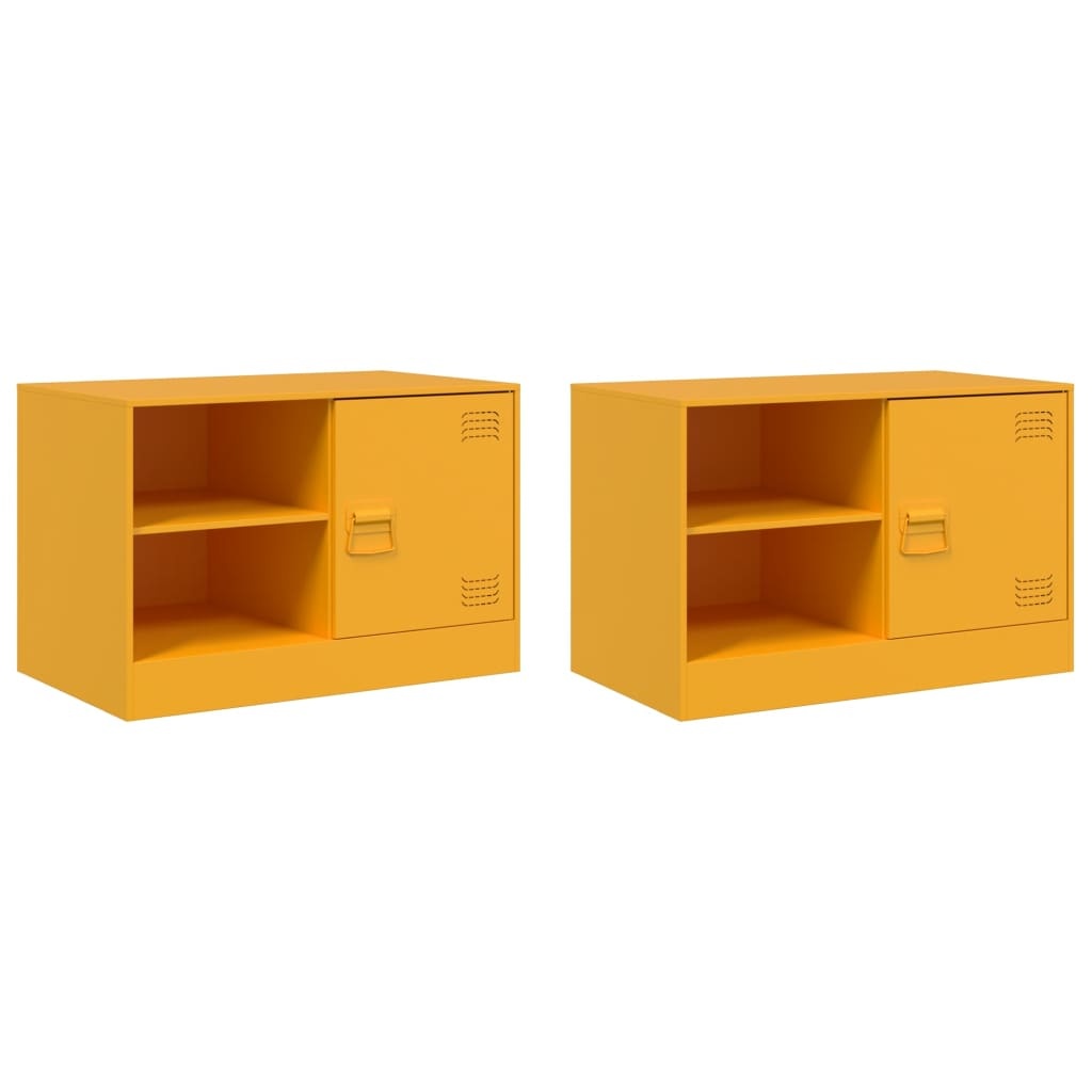 VidaXL Tv-meubelen 2 st 67x39x44 cm staal mosterdgeel