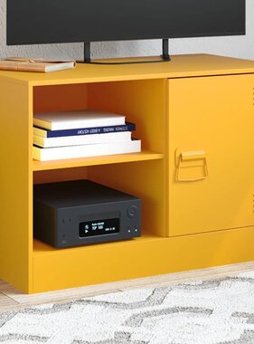 VidaXL Tv-meubel 67x39x44 cm staal mosterdgeel