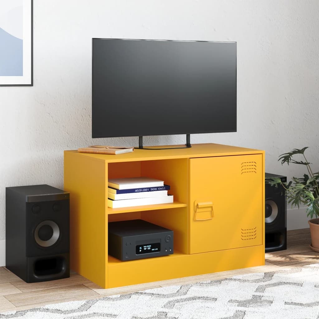 VidaXL Tv-meubel 67x39x44 cm staal mosterdgeel