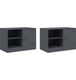 VidaXL Tv-meubelen 2 st 67x39x44 cm staal antracietkleurig