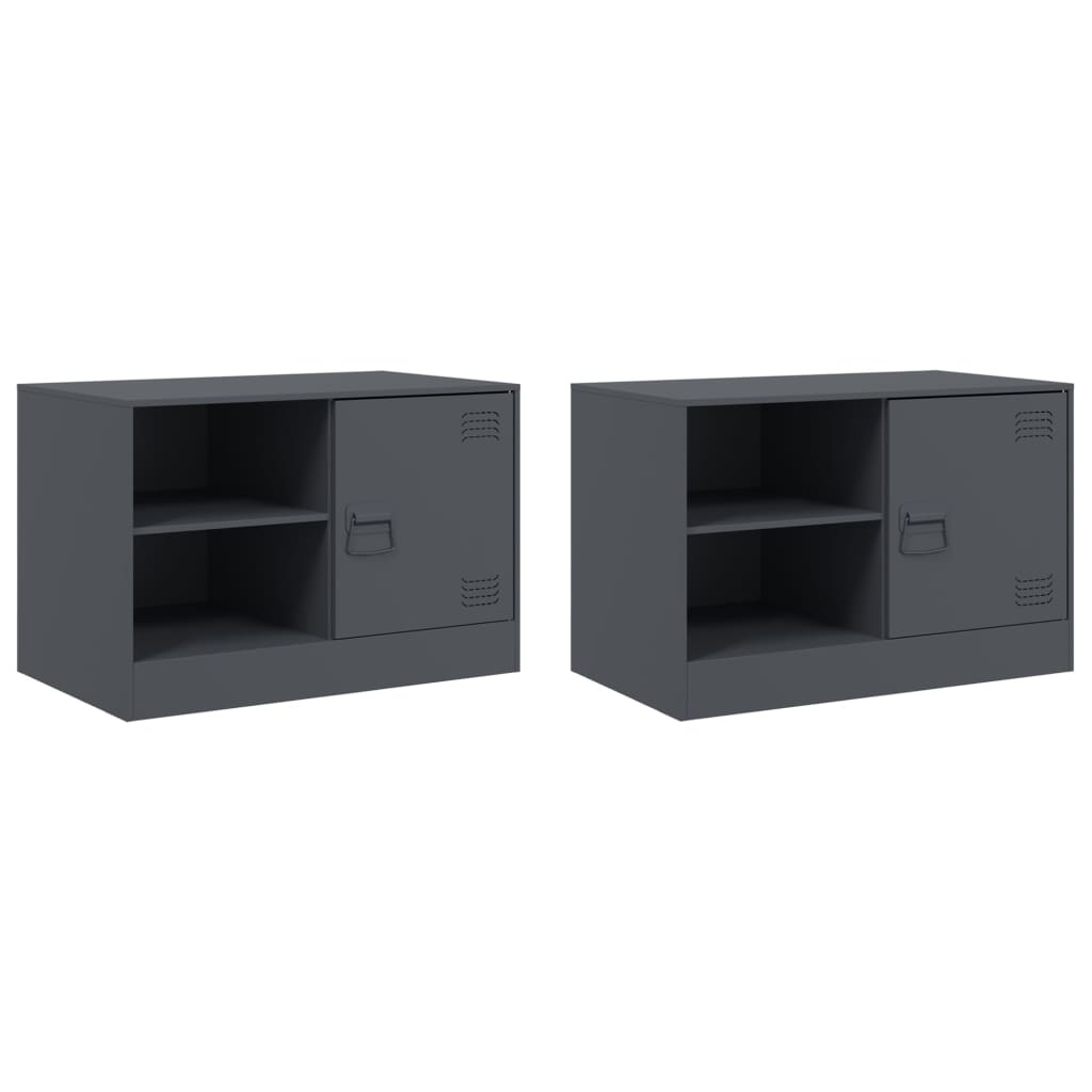 VidaXL Tv-meubelen 2 st 67x39x44 cm staal antracietkleurig