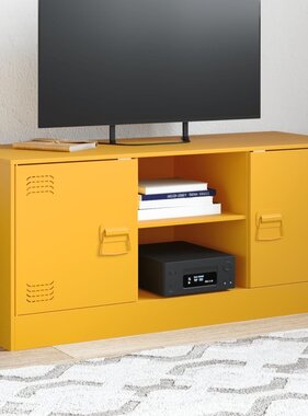 VidaXL Tv-meubel 99x39x44 cm staal mosterdgeel