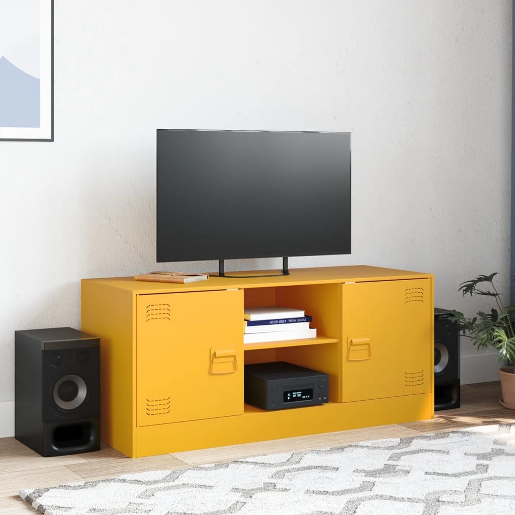VidaXL Tv-meubel 99x39x44 cm staal mosterdgeel