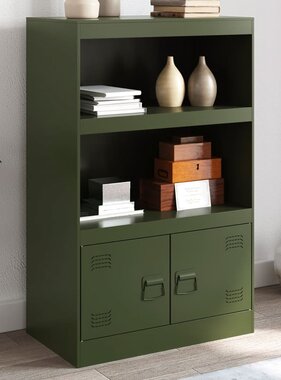 VidaXL Dressoir 67x39x107 cm staal olijfgroen