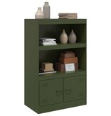 VidaXL Dressoir 67x39x107 cm staal olijfgroen