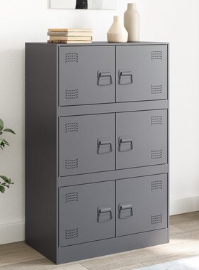 VidaXL Dressoir 67x39x107 cm staal antracietkleurig