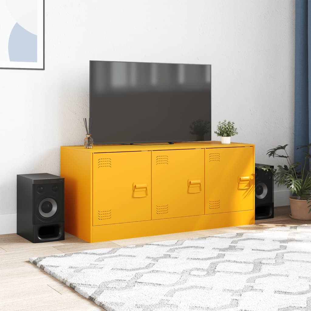 VidaXL Tv-meubel 99x39x44 cm staal mosterdgeel