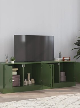 VidaXL Tv-meubelen 2 st 67x39x44 cm staal olijfgroen
