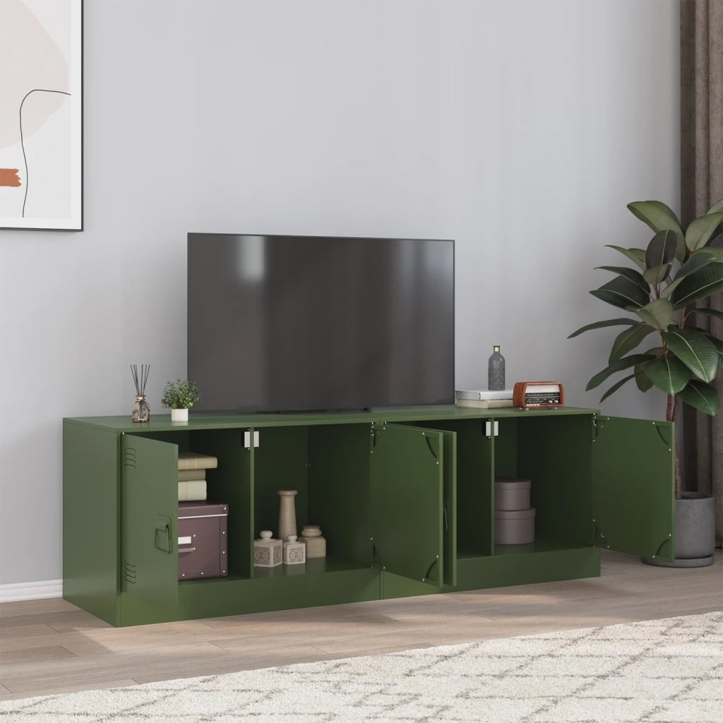 VidaXL Tv-meubelen 2 st 67x39x44 cm staal olijfgroen