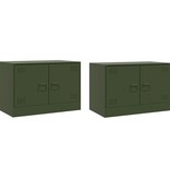 VidaXL Tv-meubelen 2 st 67x39x44 cm staal olijfgroen