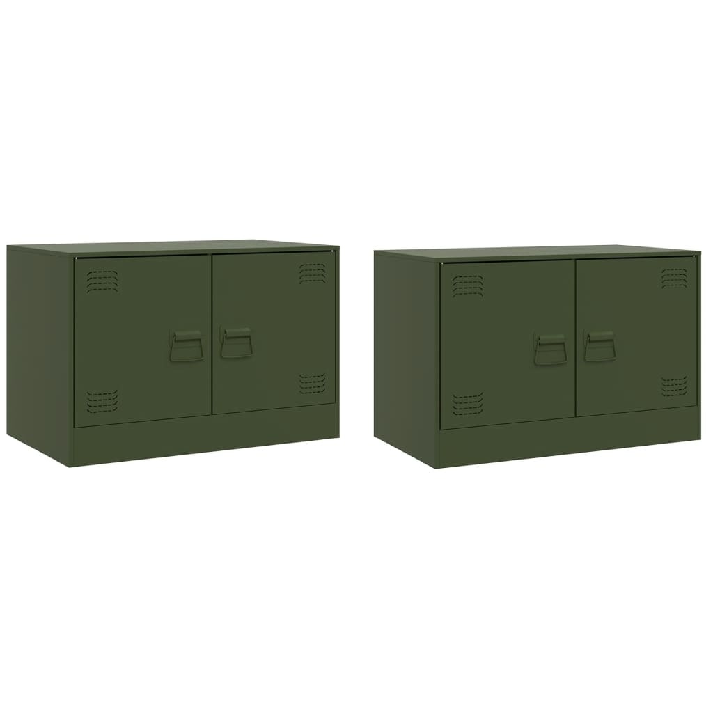 VidaXL Tv-meubelen 2 st 67x39x44 cm staal olijfgroen