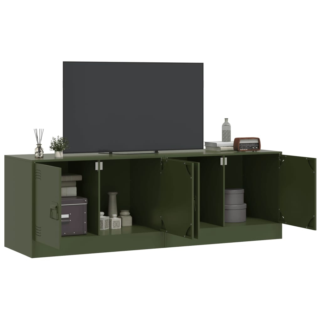 VidaXL Tv-meubelen 2 st 67x39x44 cm staal olijfgroen
