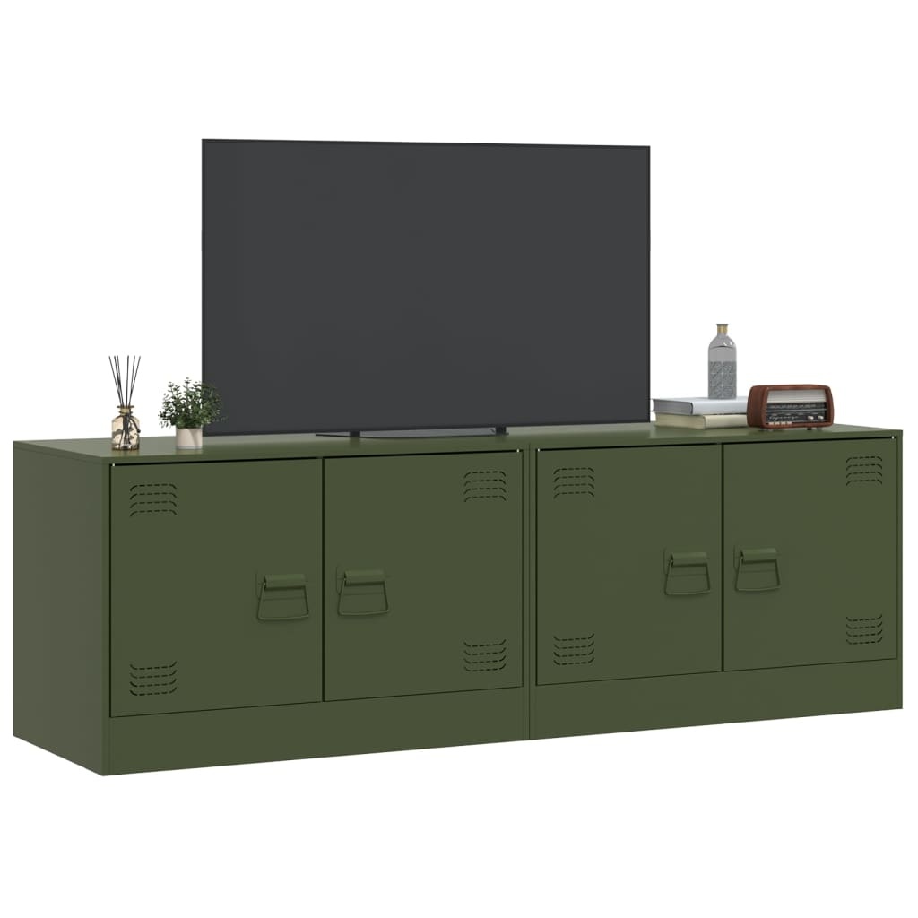 VidaXL Tv-meubelen 2 st 67x39x44 cm staal olijfgroen